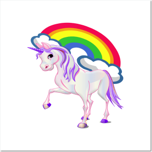 Unicorn & Rainbow Clouds Posters and Art